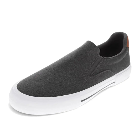 Levis Mens Wes Synthetic Leather Casual Slip On Sneaker Shoe Charcoal/Tan 7.5 M - Velora Luxury Fashion