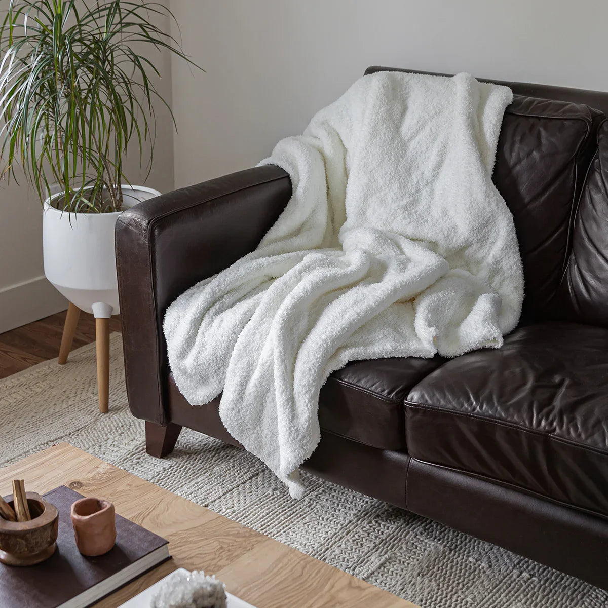 White Solid Double Layered Throw