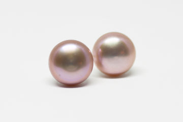 Light Mauve Pearl Stud Earrings 8mm - Velora Luxury Fashion