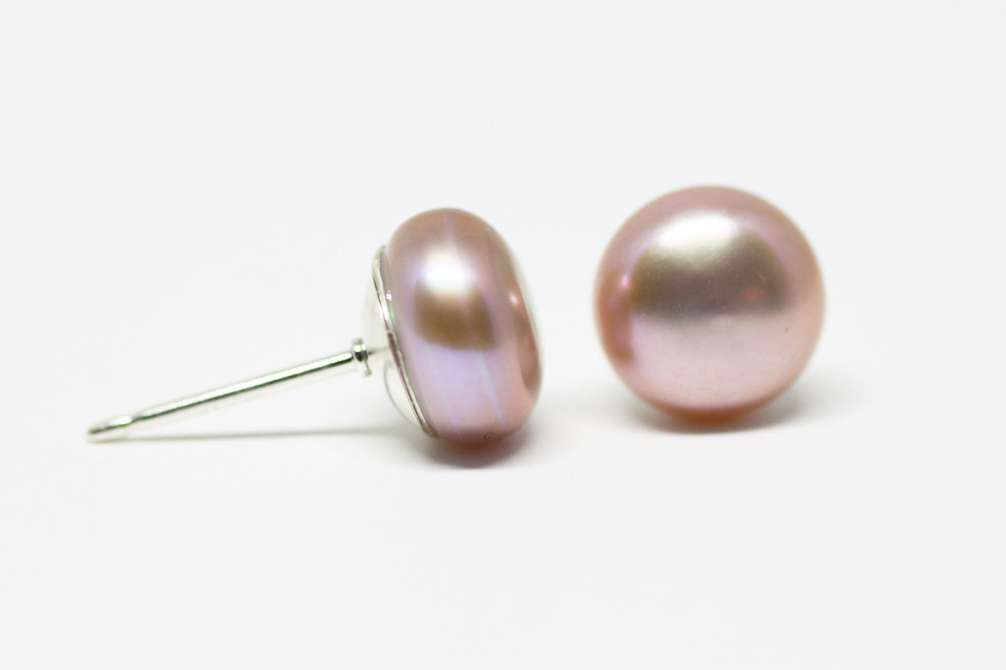 Light Mauve Pearl Stud Earrings 8mm - Velora Luxury Fashion