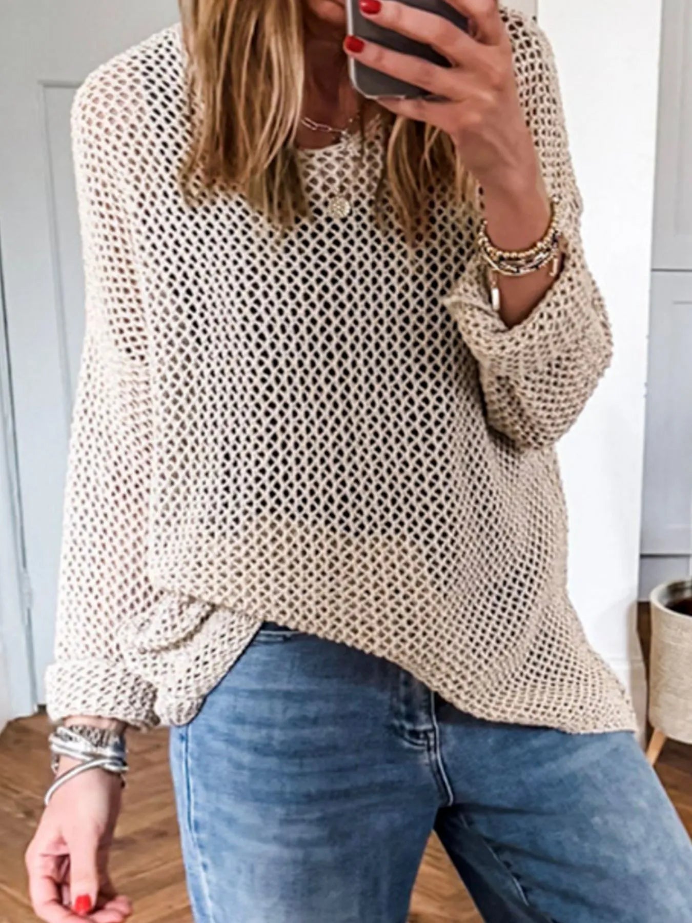 Lightweight Openwork Knit Cover Up - Velora Luxury Fashion