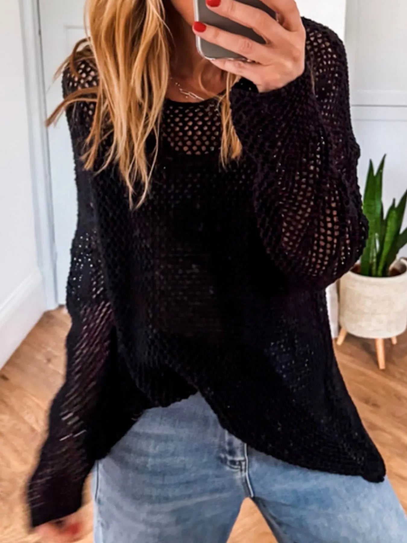 Lightweight Openwork Knit Cover Up - Velora Luxury Fashion
