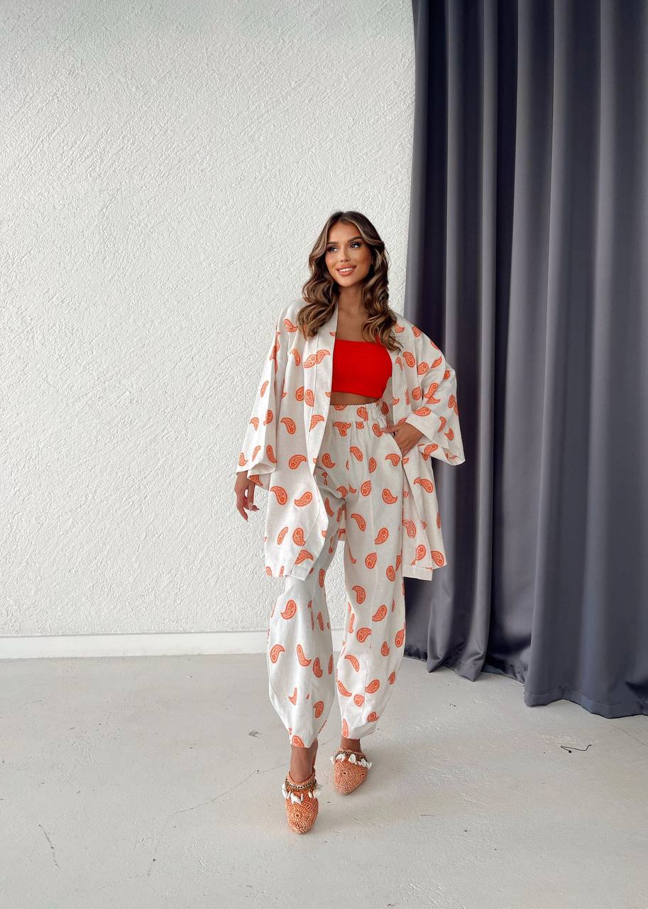 Linen 2 Piece Ethnic Trouser & Coat - Velora Luxury Fashion