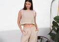 Linen Pantalone Crop-Top Set - Velora Luxury Fashion