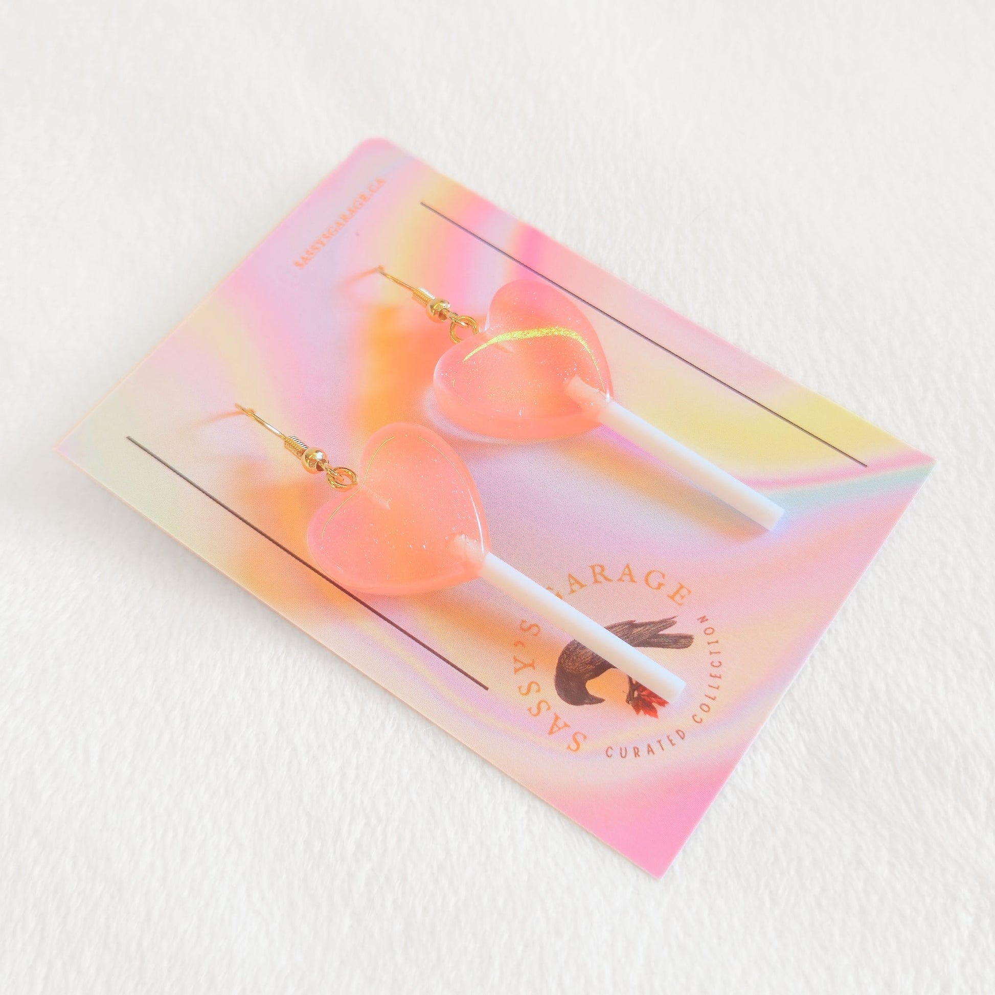 Lollipop Earrings (Peach Hearts) - Velora