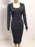 Long Sleeved Fitted Dress - Velora Luxury Fashion