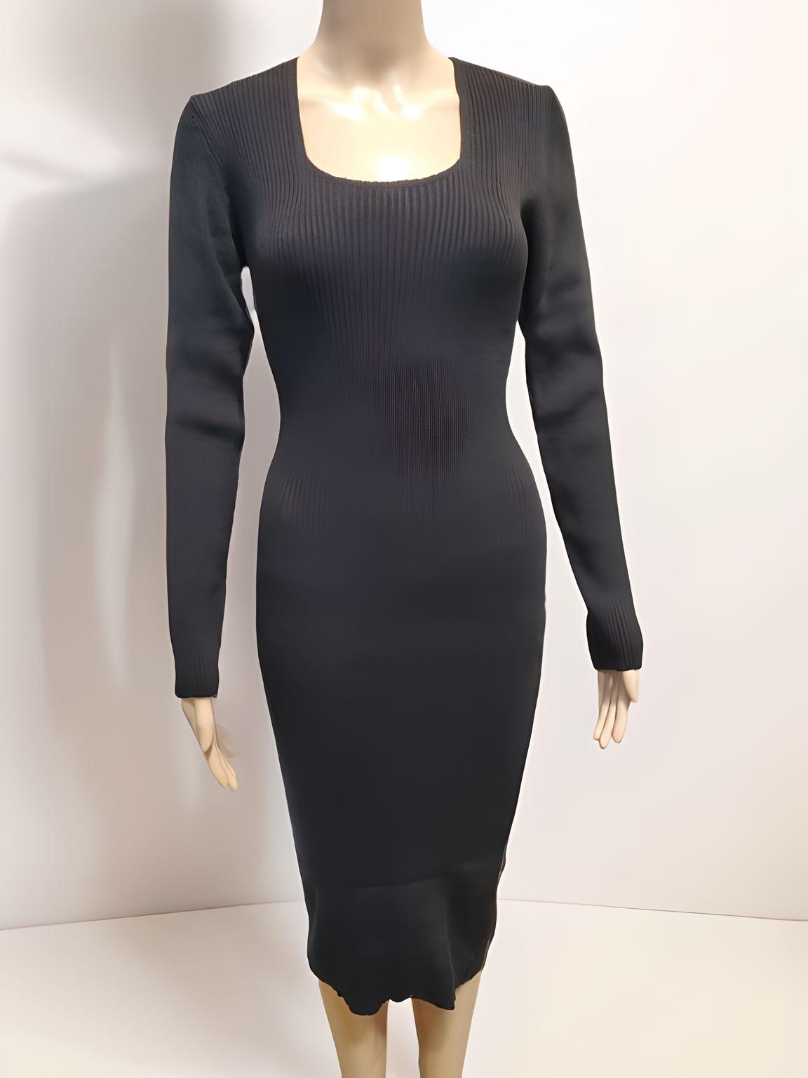 Long Sleeved Fitted Dress - Velora Luxury Fashion