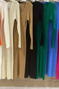 Long Sleeved Fitted Dress - Velora Luxury Fashion