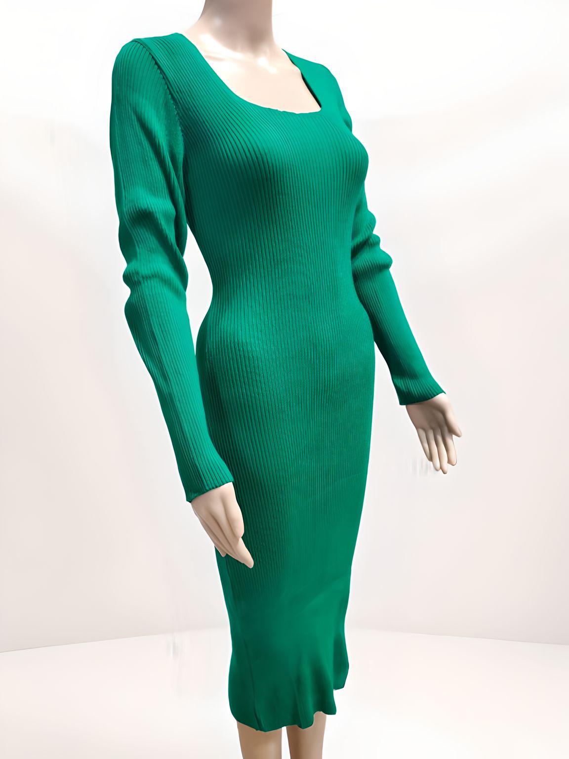 Long Sleeved Fitted Dress - Velora Luxury Fashion