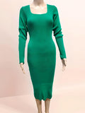 Long Sleeved Fitted Dress - Velora Luxury Fashion