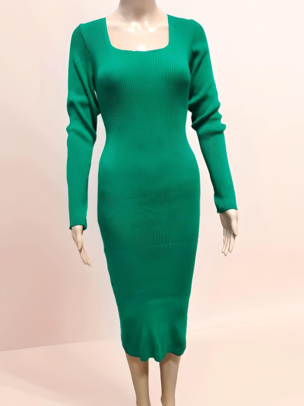Long Sleeved Fitted Dress - Velora Luxury Fashion