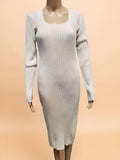 Long Sleeved Fitted Dress - Velora Luxury Fashion