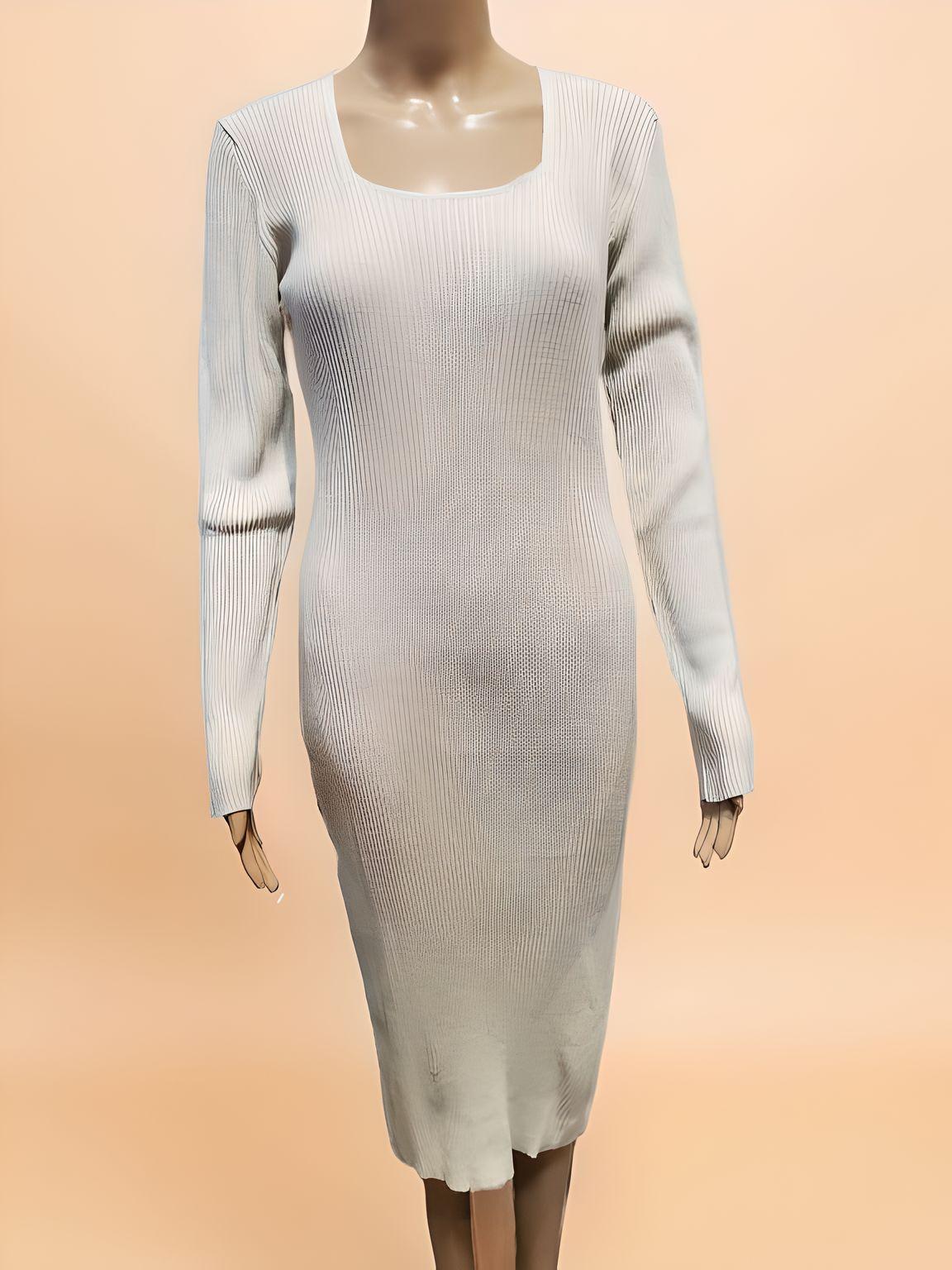 Long Sleeved Fitted Dress - Velora Luxury Fashion