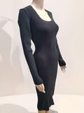 Long Sleeved Fitted Dress - Velora Luxury Fashion