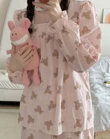 Long Sleeved Pullover Plaid Pajamas For Women EX-STOCK Canada