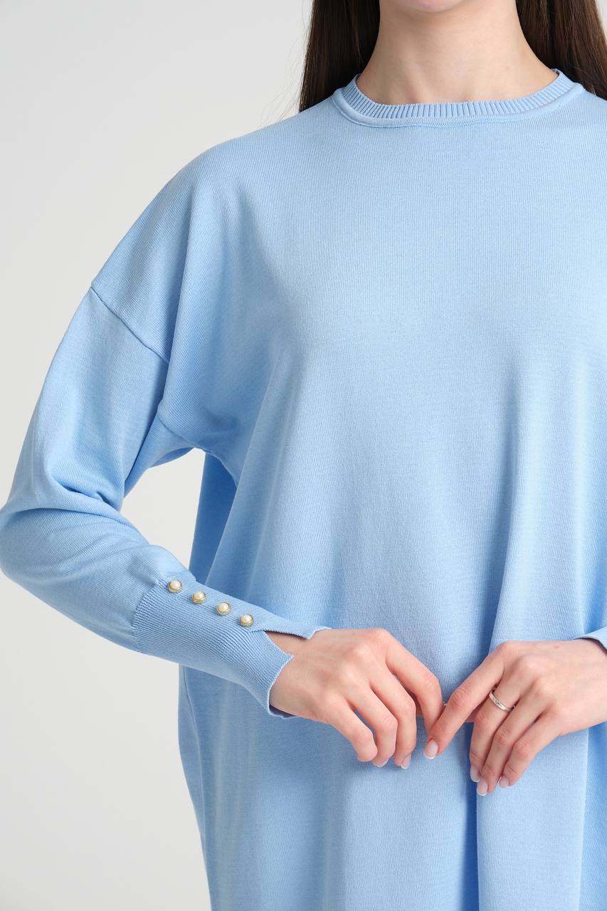 Long Tunic With Buttoned Sleeves - Velora Luxury Fashion