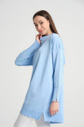 Long Tunic With Buttoned Sleeves - Velora Luxury Fashion