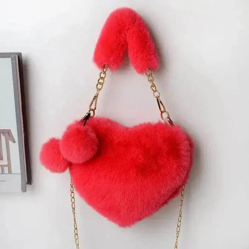 Love Bags Soft Plush Handbags Women Valentine's Day Party Bag
