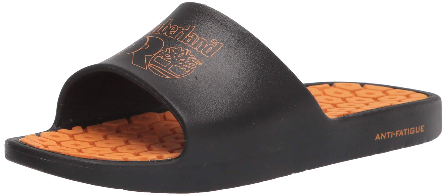 Timberland PRO unisex adult Anti-fatigue Technology Slide Sandal Black/Orange 3 Women Men US
