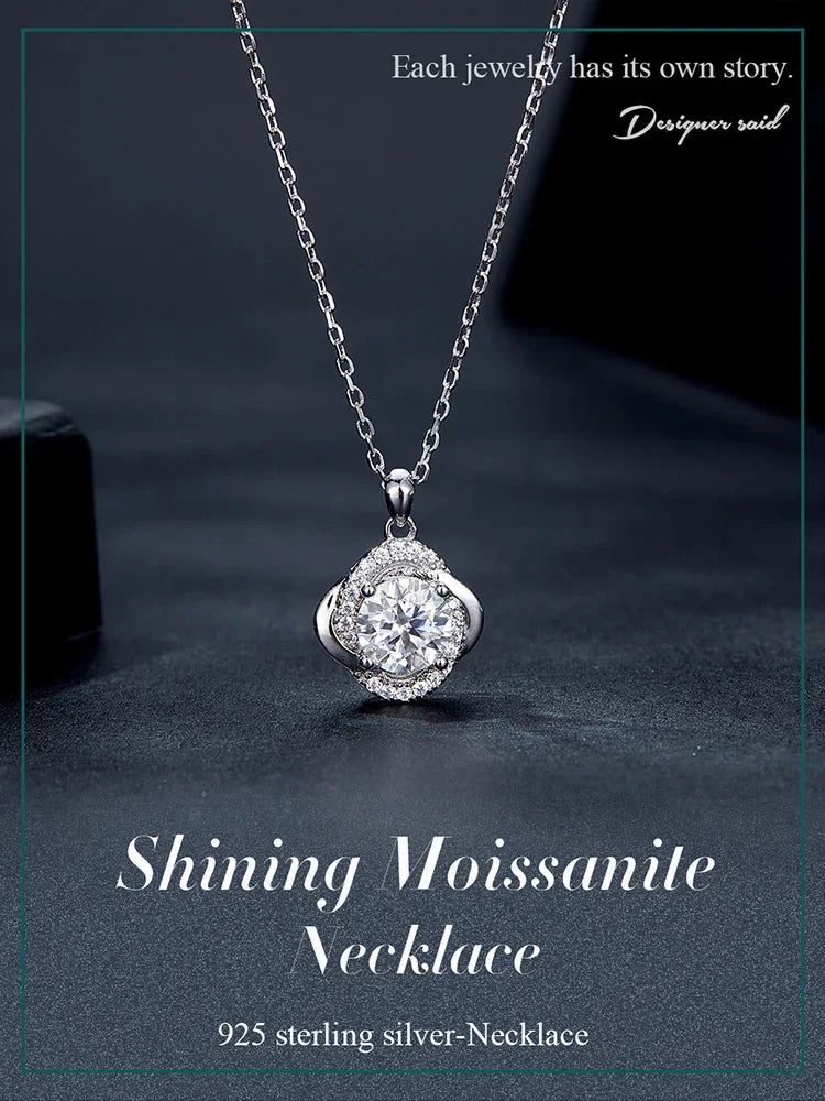 Lucky Clover 1ct Moissanite Sterling Silver Pendant Necklace - Velora Luxury Fashion