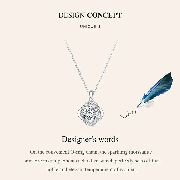 Lucky Clover 1ct Moissanite Sterling Silver Pendant Necklace - Velora Luxury Fashion