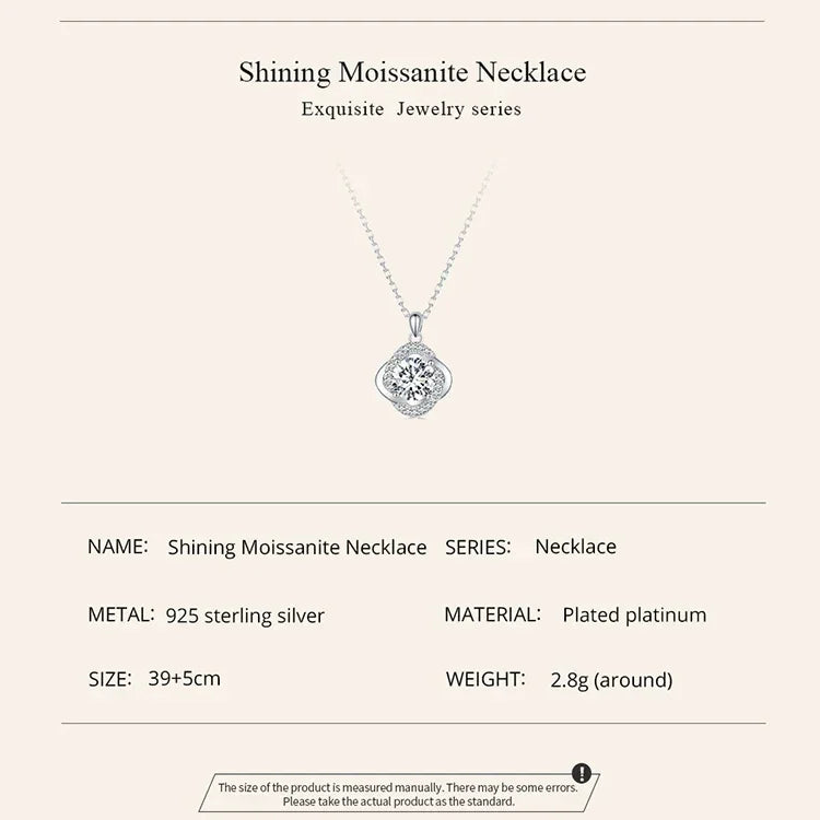Lucky Clover 1ct Moissanite Sterling Silver Pendant Necklace - Velora Luxury Fashion
