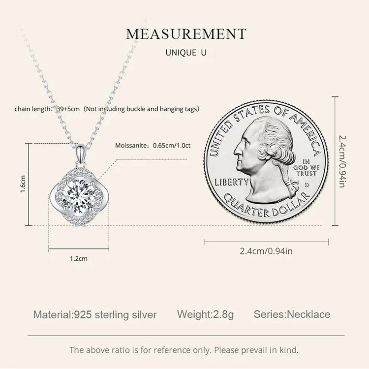 Lucky Clover 1ct Moissanite Sterling Silver Pendant Necklace - Velora Luxury Fashion