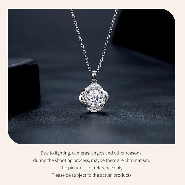 Lucky Clover 1ct Moissanite Sterling Silver Pendant Necklace - Velora Luxury Fashion