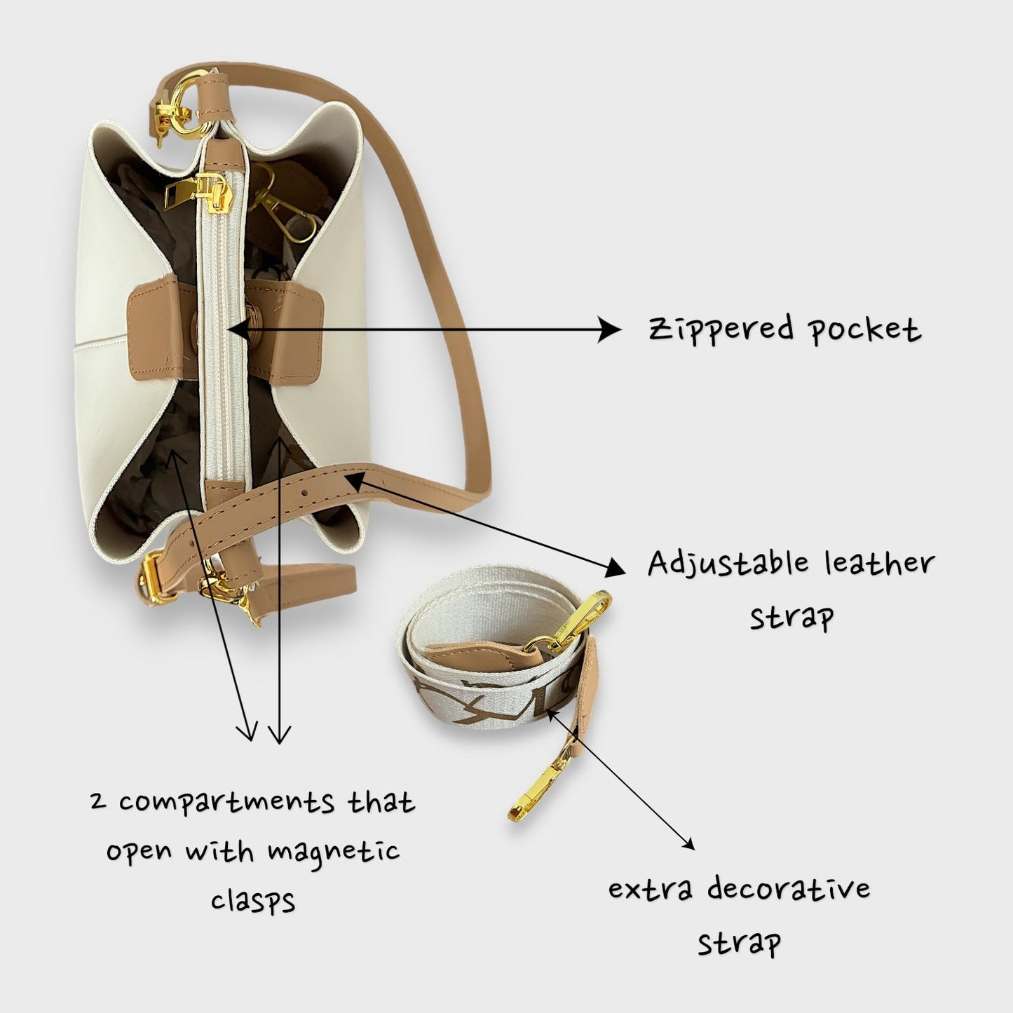 Luna bag by Rotta - Bucket bag vegan leather - Velora Luxury Fashion