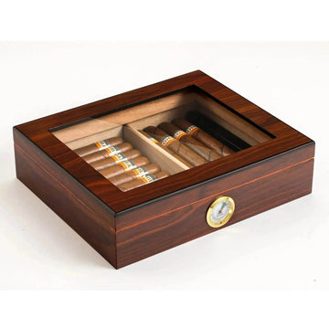 Luxury Cedar Wood Travel Humidor Cigar Box, Bronzing Finish, 3 Colors