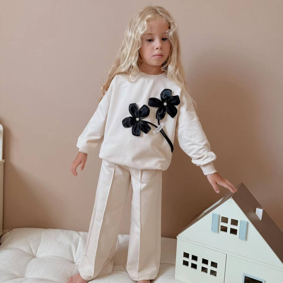 Luxury Flowers Girls Casual Set - Velora Luxury Fashion