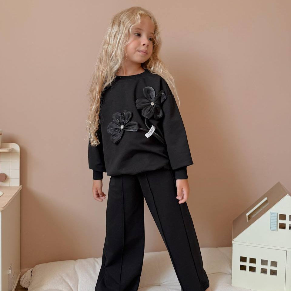 Luxury Flowers Girls Casual Set - Velora Luxury Fashion