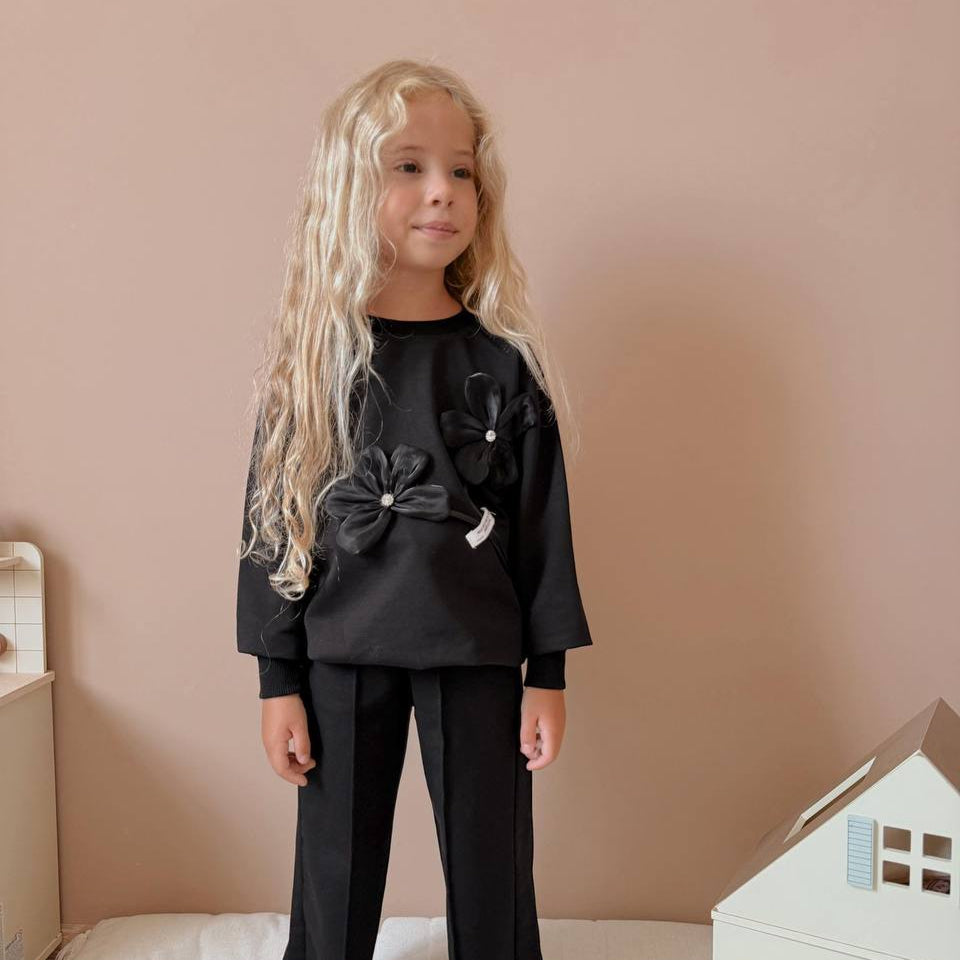 Luxury Flowers Girls Casual Set - Velora Luxury Fashion