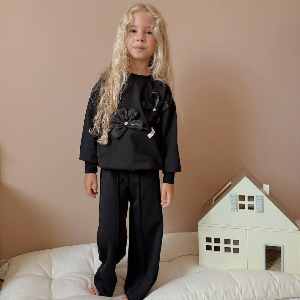 Luxury Flowers Girls Casual Set - Velora Luxury Fashion