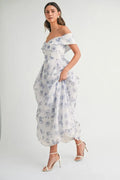 MABLE Floral Printed Off Shoulder Maxi Dress - Velora Luxury Fashion