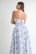 MABLE Sweetheart Neckline Floral Printed Midi Dress - Velora Luxury Fashion