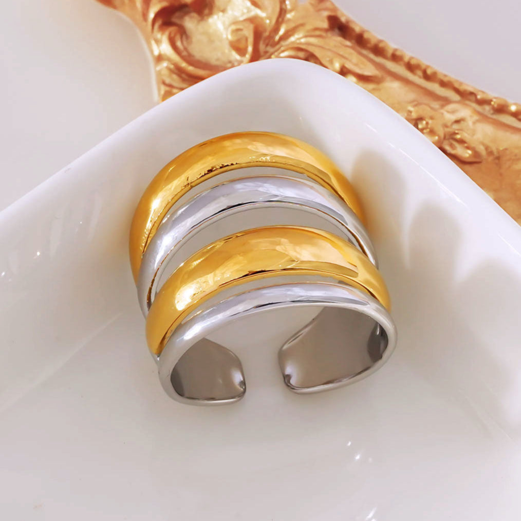 MAKET Mixed Metals:  Multi Stacked Four Rings in One - Velora Luxury Fashion