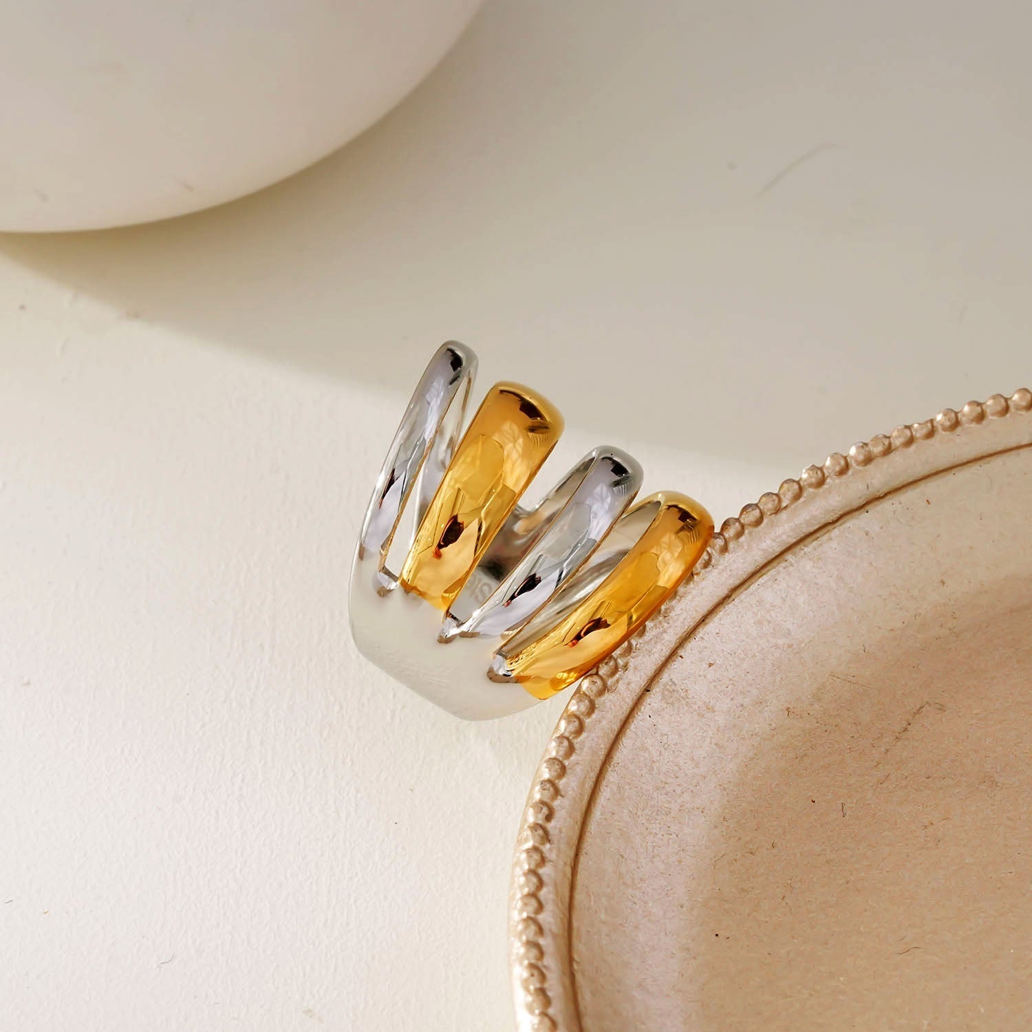 MAKET Mixed Metals:  Multi Stacked Four Rings in One - Velora Luxury Fashion