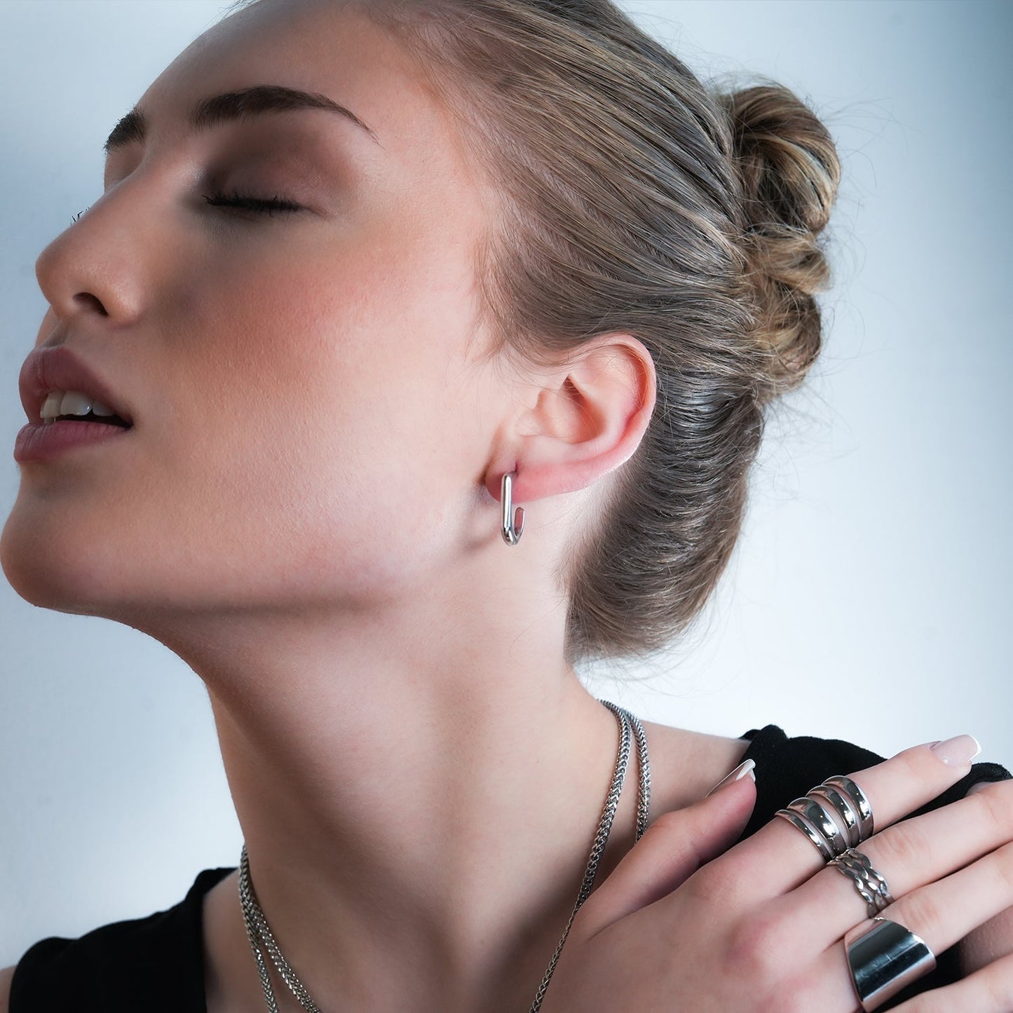 MAKET Silver Toned White Gold:  Multi Stacked Four Rings in One - Velora Luxury Fashion