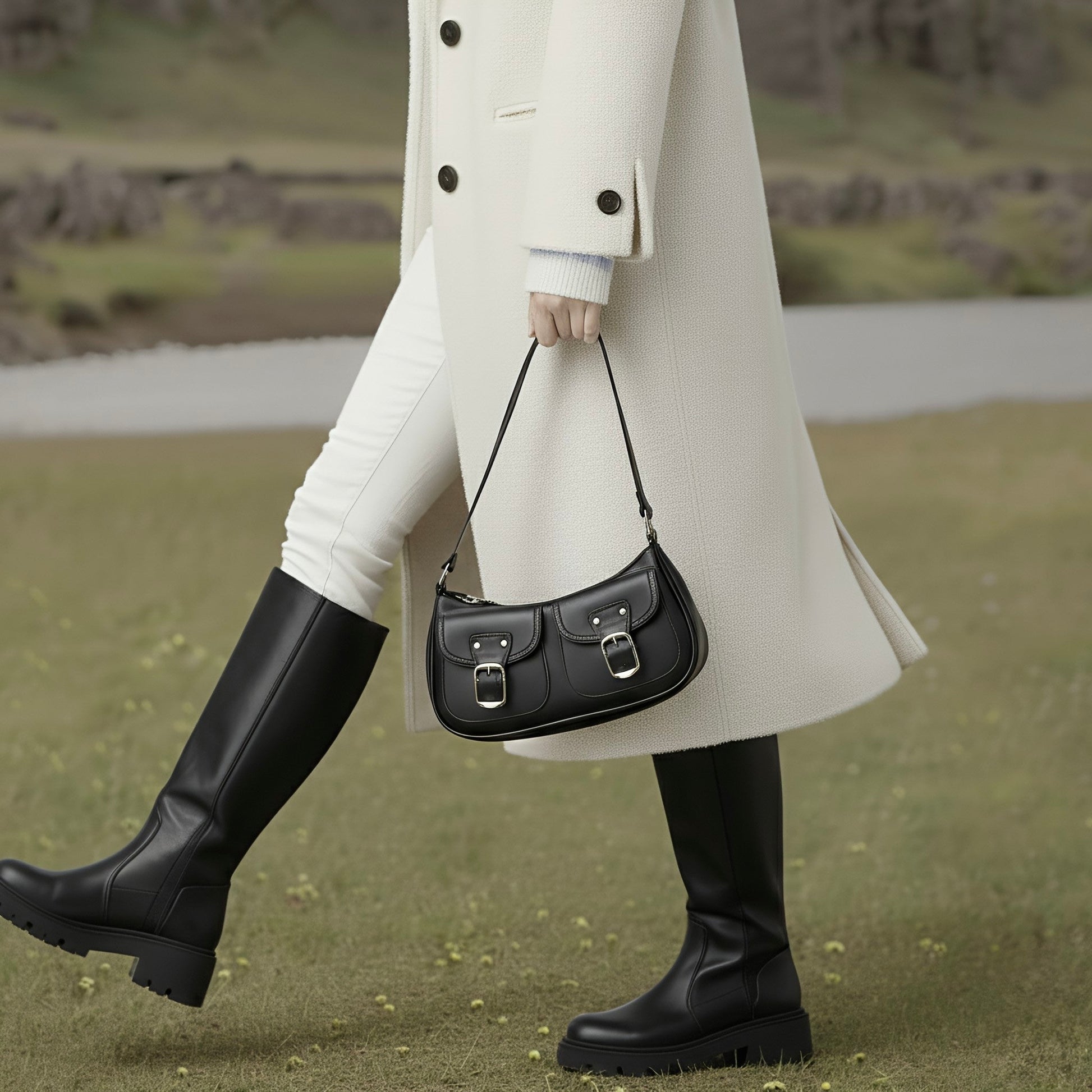MAYA - Sloane Dual Closure Shoulder Bag - Velora Luxury Fashion