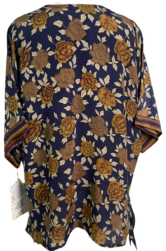 PRC6464 Avatar Pure Silk Long Tunic with Side Ties - Velora