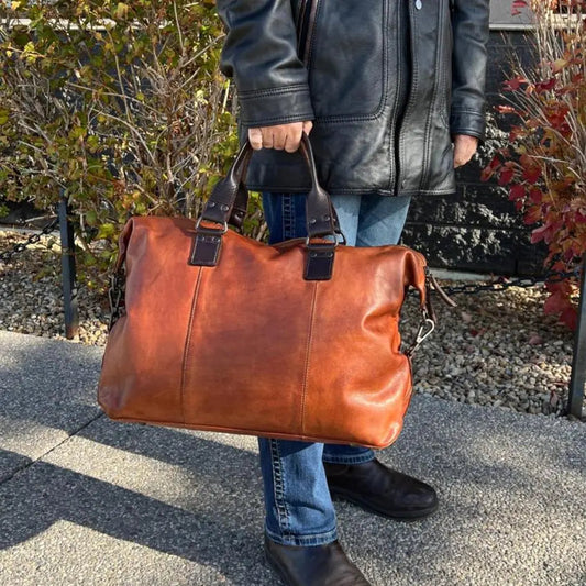 MET Carry-On Leather Duffle Bag with Short Handles - Velora Luxury Fashion
