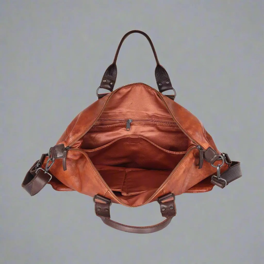 MET Carry-On Leather Duffle Bag with Short Handles - Velora Luxury Fashion