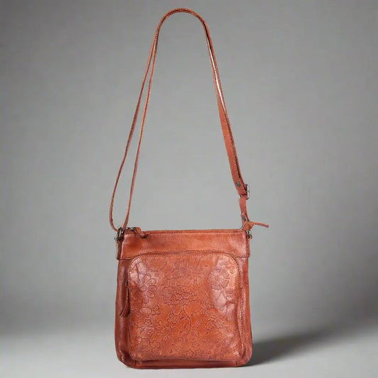 MET Flower Embossed Leather Crossbody Bag - Velora Luxury Fashion
