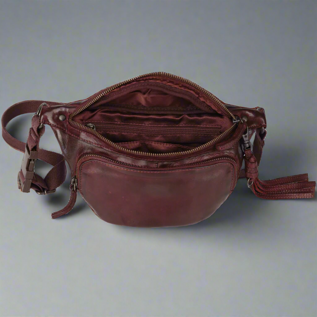 MET Front Zip Leather Belt Bag - Velora Luxury Fashion