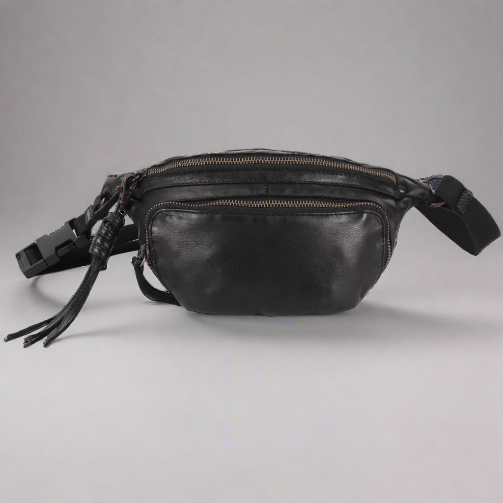 MET Front Zip Leather Belt Bag - Velora Luxury Fashion