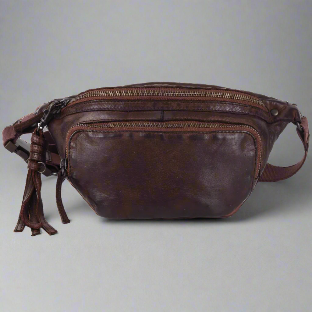 MET Front Zip Leather Belt Bag - Velora Luxury Fashion