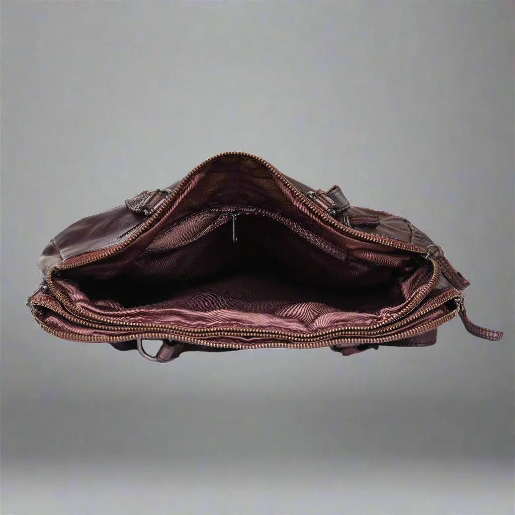 MET Leather Handbag with Dual Handles and Front Zipper Pockets Boutique of Leathers/Open Road