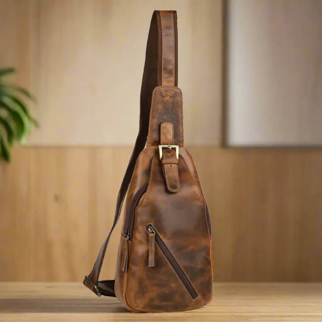 MET Off The Shoulder Leather Chest Bag Backpack - Velora Luxury Fashion