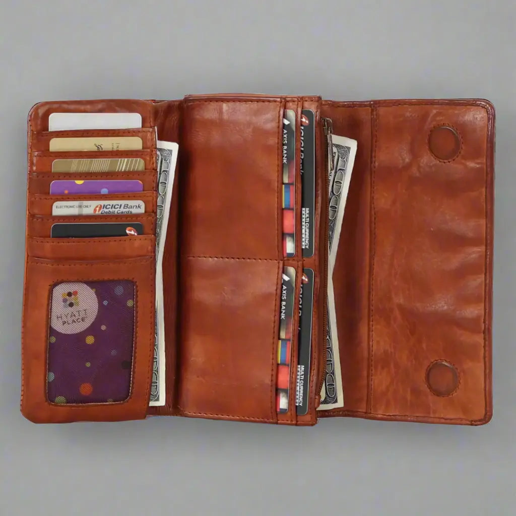 MET Women's Magnet Closure Trifold Leather Wallet - Velora Luxury Fashion